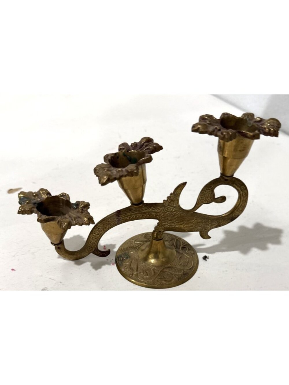 Vintage Antique Heavy Brass Sea Serpent Fish Ornate Candle Holder Candelabra - Picture 6 of 10